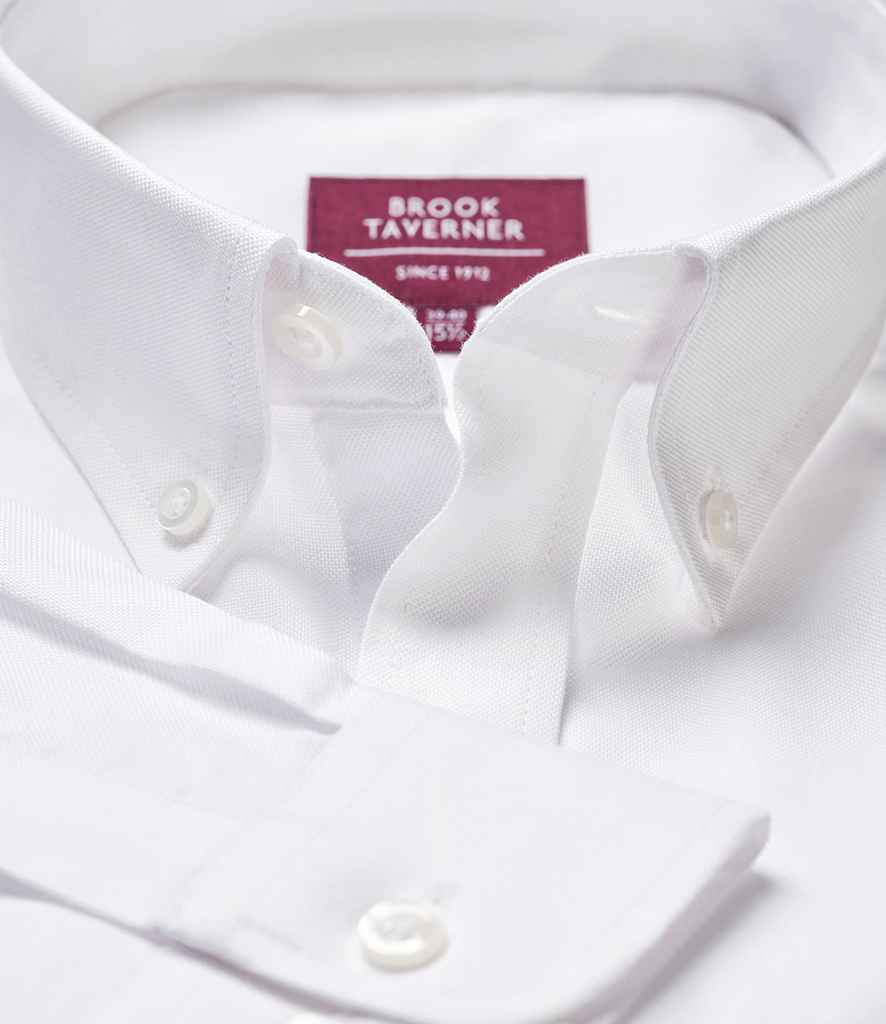 Brook Taverner Whistler Long Sleeve Oxford Shirt in by Brook Taverner — Custom branded clothing by Print Press, featuring premium embroidery produced in our specialist print lab in the UK.