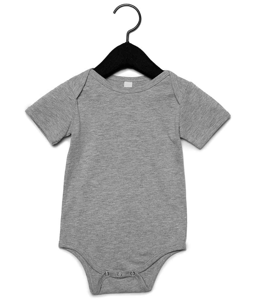 Bella Baby Jersey Short Sleeve Bodysuit in Athletic Heather by Bella+Canvas — Custom branded clothing by Print Press, featuring premium embroidery produced in our specialist print lab in the UK.