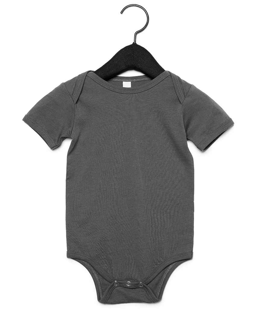 Bella Baby Jersey Short Sleeve Bodysuit in Asphalt by Bella+Canvas — Custom branded clothing by Print Press, featuring premium embroidery produced in our specialist print lab in the UK.