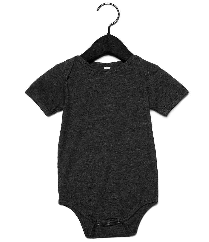 Bella Baby Jersey Short Sleeve Bodysuit in Dark Grey Heather by Bella+Canvas — Custom branded clothing by Print Press, featuring premium embroidery produced in our specialist print lab in the UK.