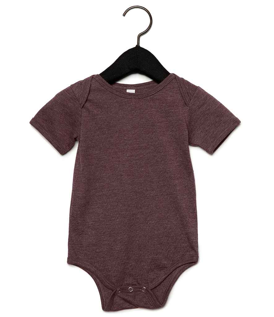 Bella Baby Jersey Short Sleeve Bodysuit in Heather Maroon by Bella+Canvas — Custom branded clothing by Print Press, featuring premium embroidery produced in our specialist print lab in the UK.