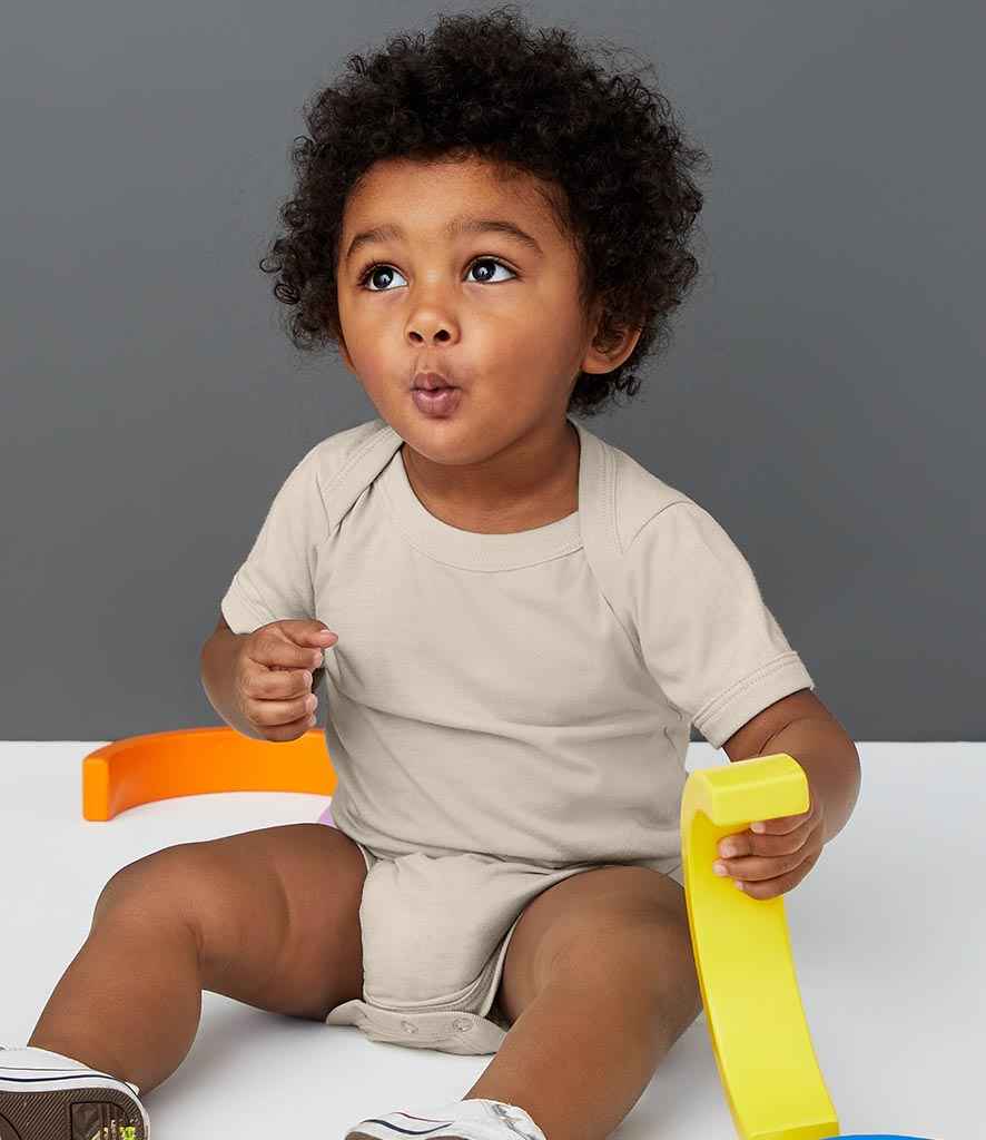 Bella Baby Jersey Short Sleeve Bodysuit in Heather Stone by Bella+Canvas — Custom branded clothing by Print Press, featuring premium embroidery produced in our specialist print lab in the UK.