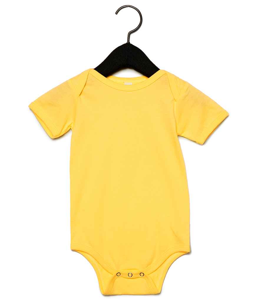 Bella Baby Jersey Short Sleeve Bodysuit in Yellow by Bella+Canvas — Custom branded clothing by Print Press, featuring premium embroidery produced in our specialist print lab in the UK.