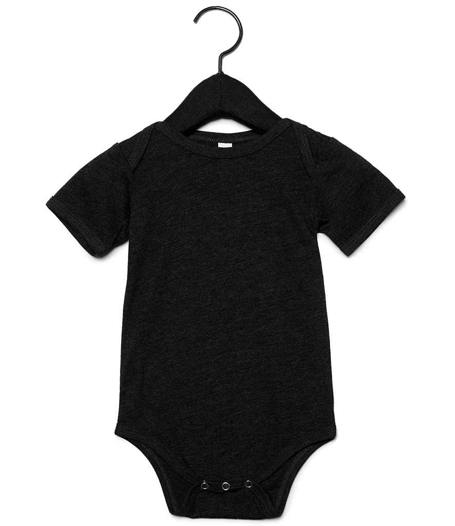 Bella Baby Tri-Blend Short Sleeve Bodysuit in Charcoal Black Tri-Blend by Bella+Canvas — Custom branded clothing by Print Press, featuring premium embroidery produced in our specialist print lab in the UK.