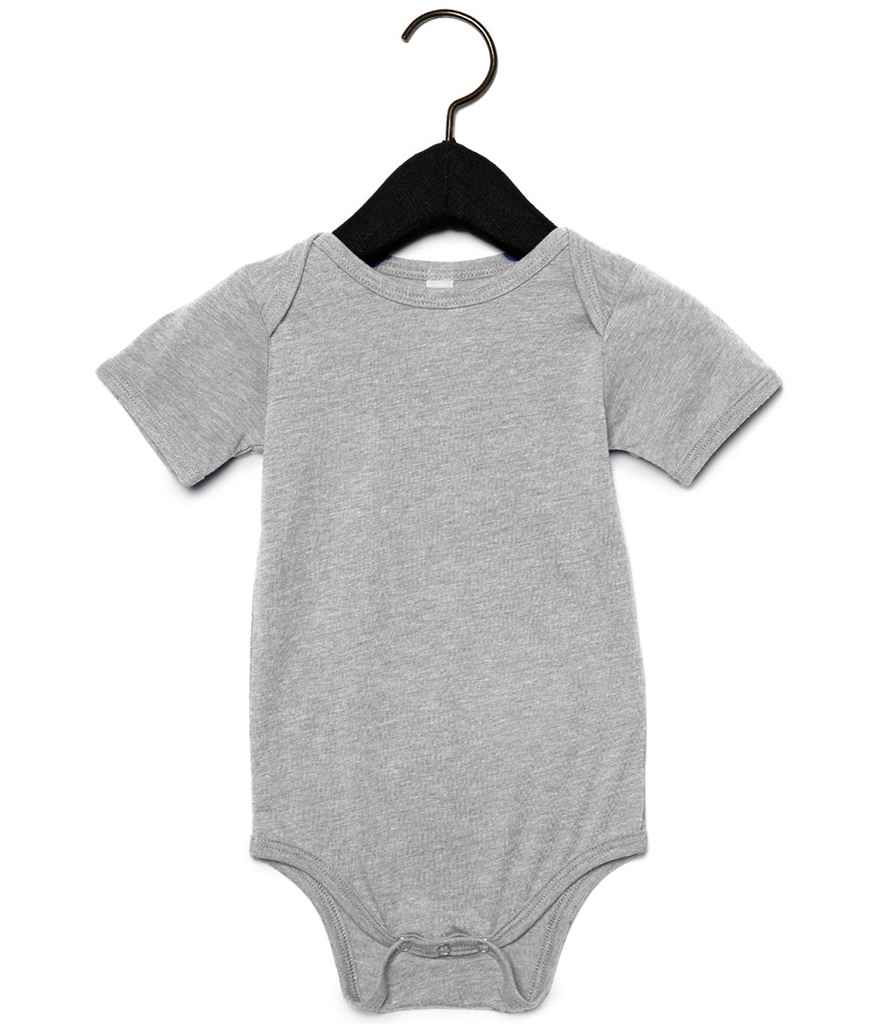 Bella Baby Tri-Blend Short Sleeve Bodysuit in Grey Tri-Blend by Bella+Canvas — Custom branded clothing by Print Press, featuring premium embroidery produced in our specialist print lab in the UK.