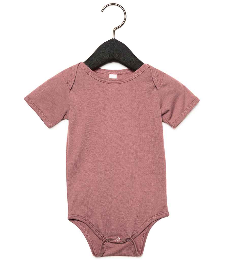 Bella Baby Tri-Blend Short Sleeve Bodysuit in Mauve Tri-Blend by Bella+Canvas — Custom branded clothing by Print Press, featuring premium embroidery produced in our specialist print lab in the UK.
