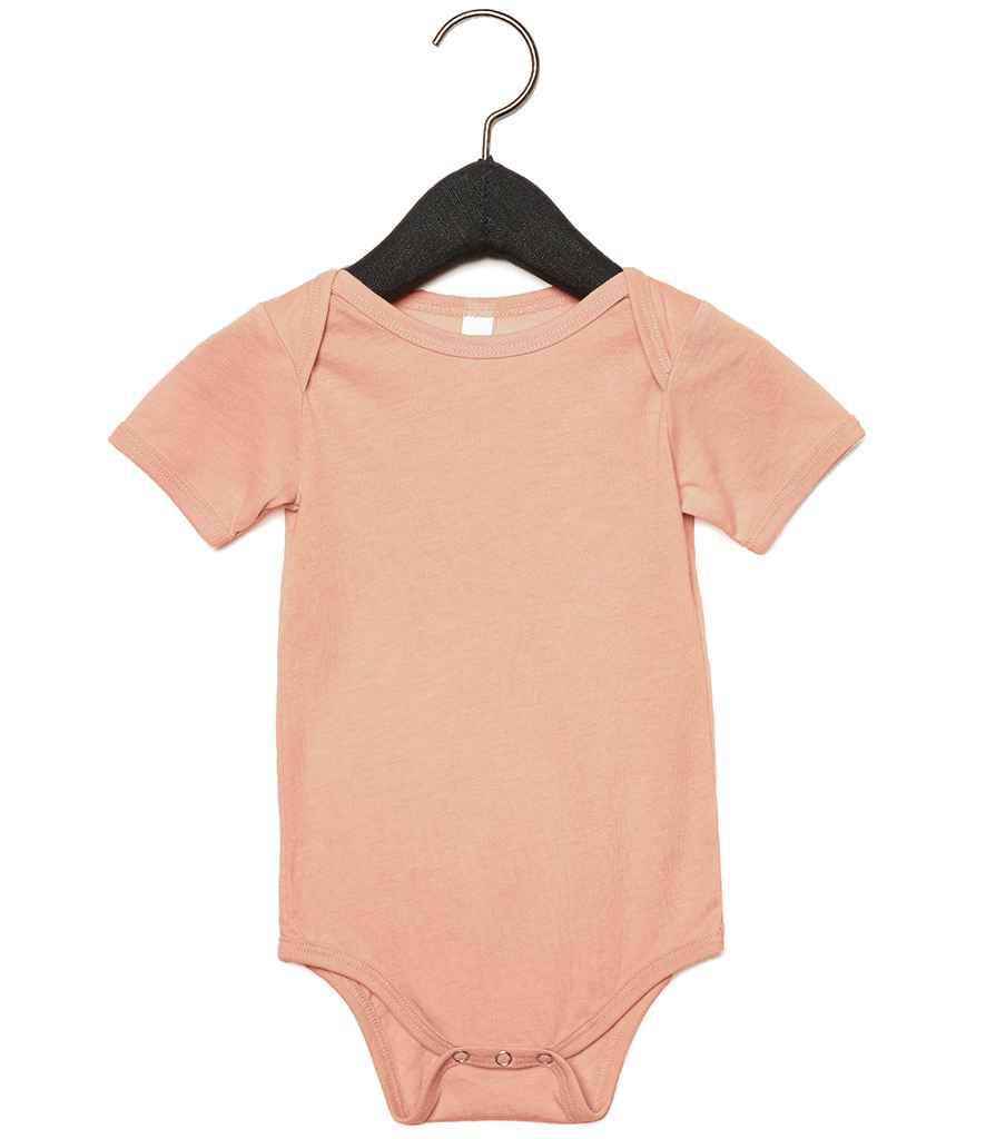 Bella Baby Tri-Blend Short Sleeve Bodysuit in Peach Tri-Blend by Bella+Canvas — Custom branded clothing by Print Press, featuring premium embroidery produced in our specialist print lab in the UK.