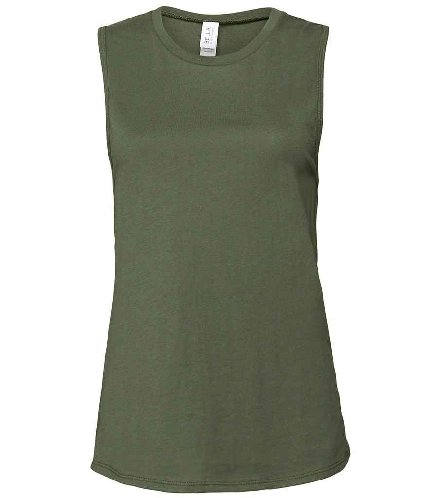 Bella Ladies Muscle Jersey Tank Top in Military Green by Bella+Canvas — Custom branded clothing by Print Press, featuring premium embroidery produced in our specialist print lab in the UK.