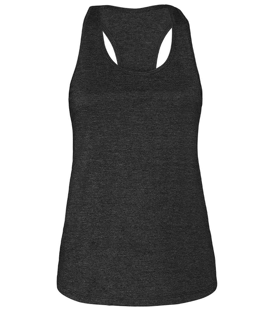 Bella Ladies Jersey Racer Back Tank Top in Dark Grey Heather by Bella+Canvas — Custom branded clothing by Print Press, featuring premium embroidery produced in our specialist print lab in the UK.
