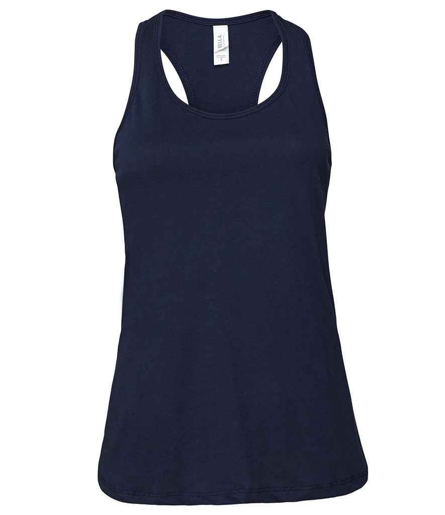 Bella Ladies Jersey Racer Back Tank Top in Navy by Bella+Canvas — Custom branded clothing by Print Press, featuring premium embroidery produced in our specialist print lab in the UK.