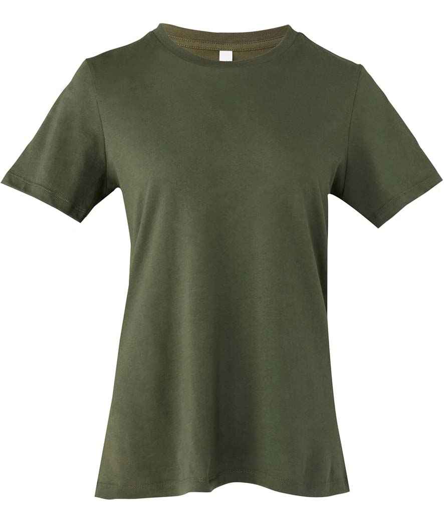 Bella Ladies Relaxed Jersey T-Shirt in Military Green by Bella+Canvas — Custom branded clothing by Print Press, featuring premium embroidery produced in our specialist print lab in the UK.