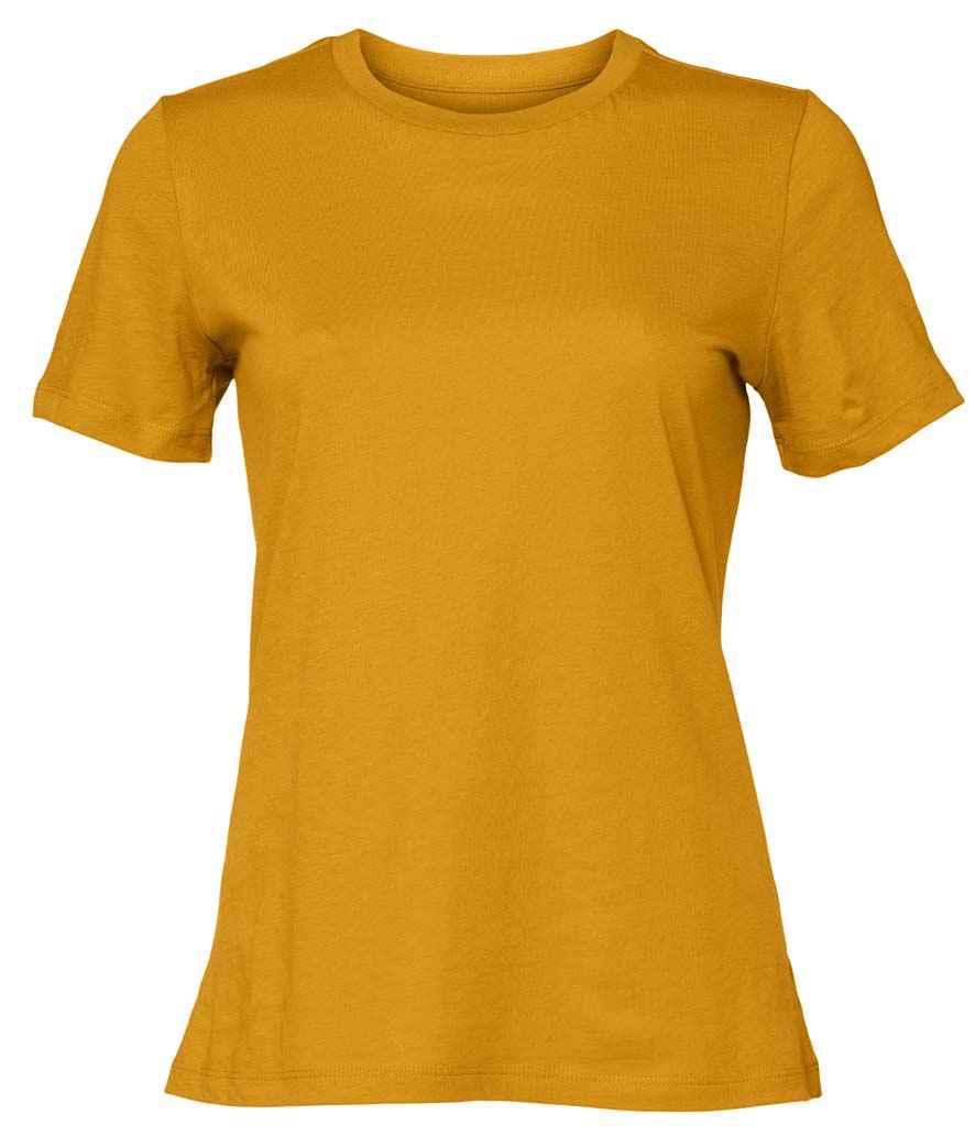 Bella Ladies Relaxed Jersey T-Shirt in Mustard by Bella+Canvas — Custom branded clothing by Print Press, featuring premium embroidery produced in our specialist print lab in the UK.