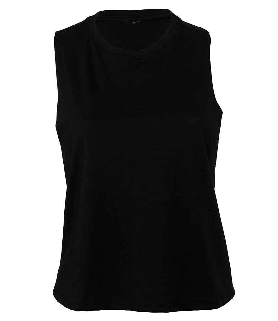 Bella Ladies Racer Back Cropped Tank Top in Solid Black Blend by Bella+Canvas — Custom branded clothing by Print Press, featuring premium embroidery produced in our specialist print lab in the UK.