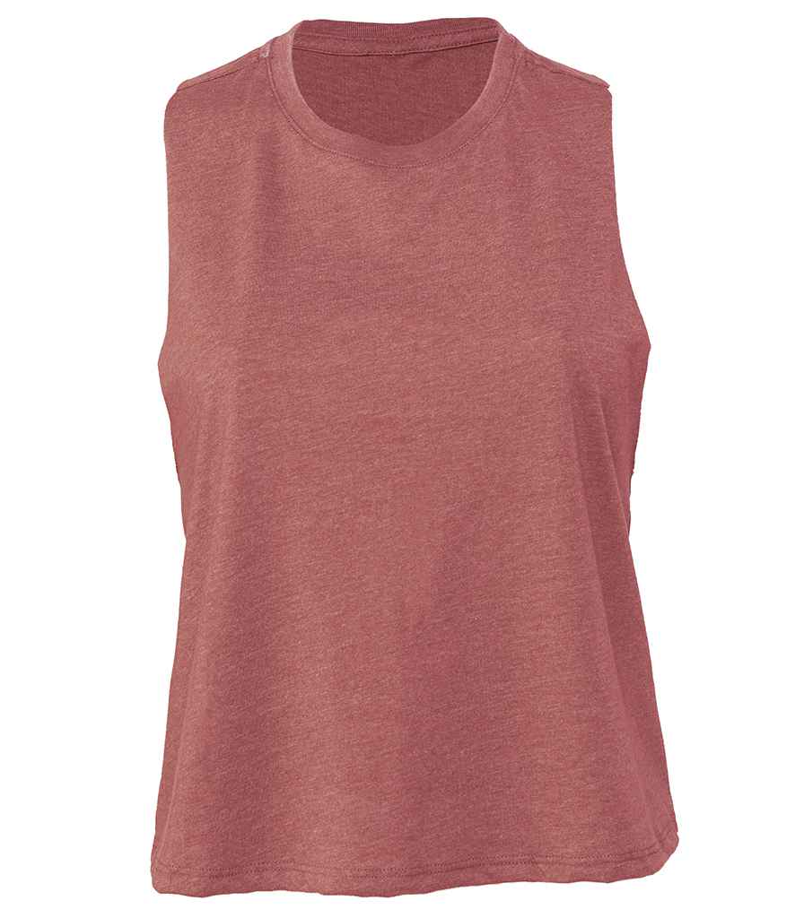 Bella Ladies Racer Back Cropped Tank Top in Heather Mauve by Bella+Canvas — Custom branded clothing by Print Press, featuring premium embroidery produced in our specialist print lab in the UK.