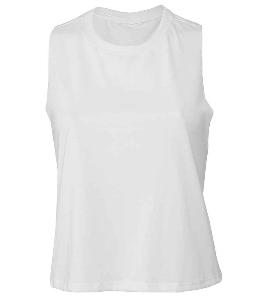 Bella Ladies Racer Back Cropped Tank Top in Solid White Blend by Bella+Canvas — Custom branded clothing by Print Press, featuring premium embroidery produced in our specialist print lab in the UK.