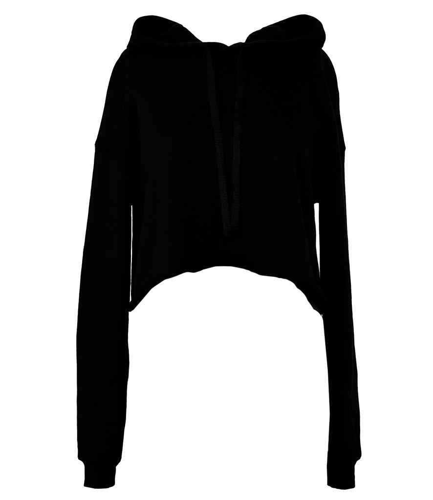 Bella Ladies Cropped Hoodie in Black by Bella+Canvas — Custom branded clothing by Print Press, featuring premium embroidery produced in our specialist print lab in the UK.