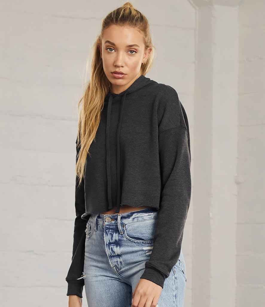 Bella Ladies Cropped Hoodie in Dark Grey Heather by Bella+Canvas — Custom branded clothing by Print Press, featuring premium embroidery produced in our specialist print lab in the UK.