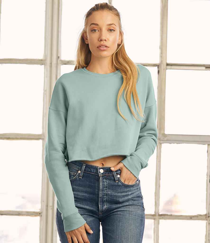 Bella Ladies Cropped Sweatshirt in Dusty Blue by Bella+Canvas — Custom branded clothing by Print Press, featuring premium embroidery produced in our specialist print lab in the UK.
