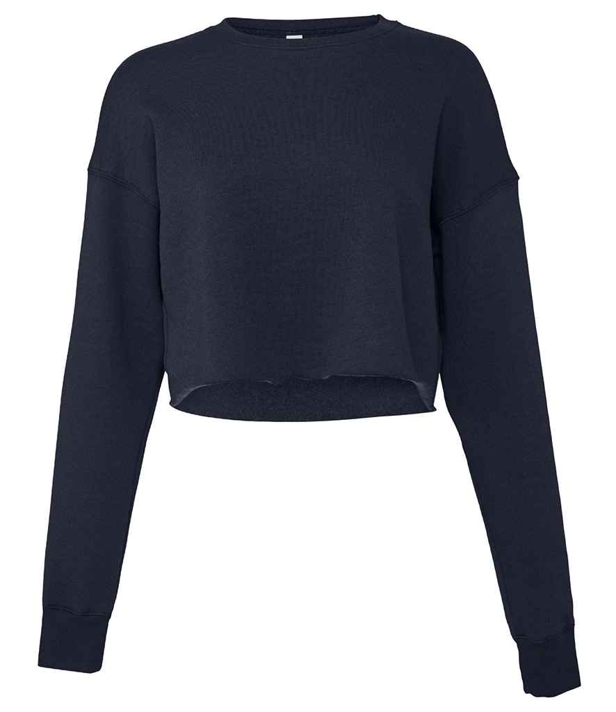 Bella Ladies Cropped Sweatshirt in Navy by Bella+Canvas — Custom branded clothing by Print Press, featuring premium embroidery produced in our specialist print lab in the UK.