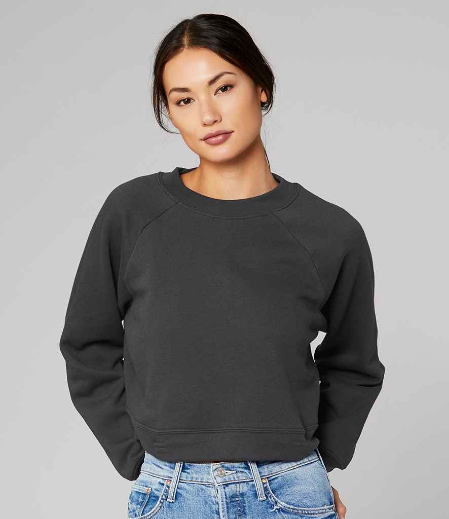 Bella Ladies Raglan Cropped Pullover Sweatshirt in Dark Grey Heather by Bella+Canvas — Custom branded clothing by Print Press, featuring premium embroidery produced in our specialist print lab in the UK.