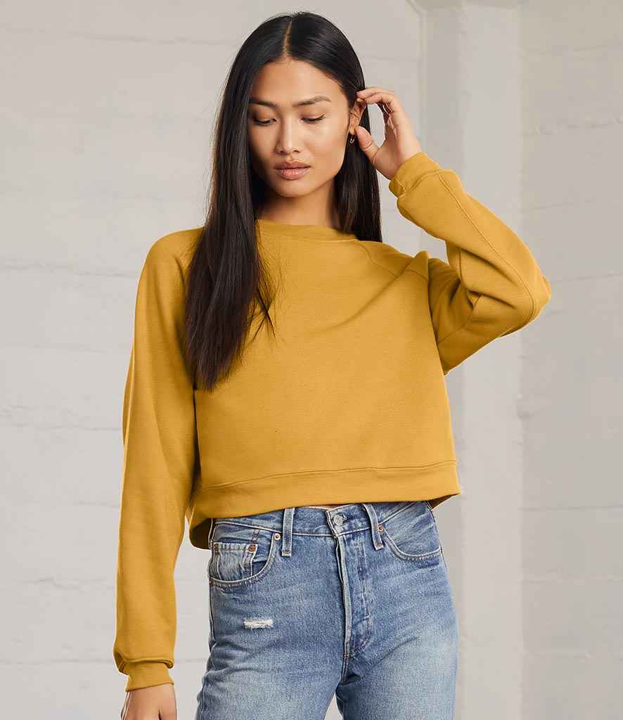 Bella Ladies Raglan Cropped Pullover Sweatshirt in Heather Mustard by Bella+Canvas — Custom branded clothing by Print Press, featuring premium embroidery produced in our specialist print lab in the UK.