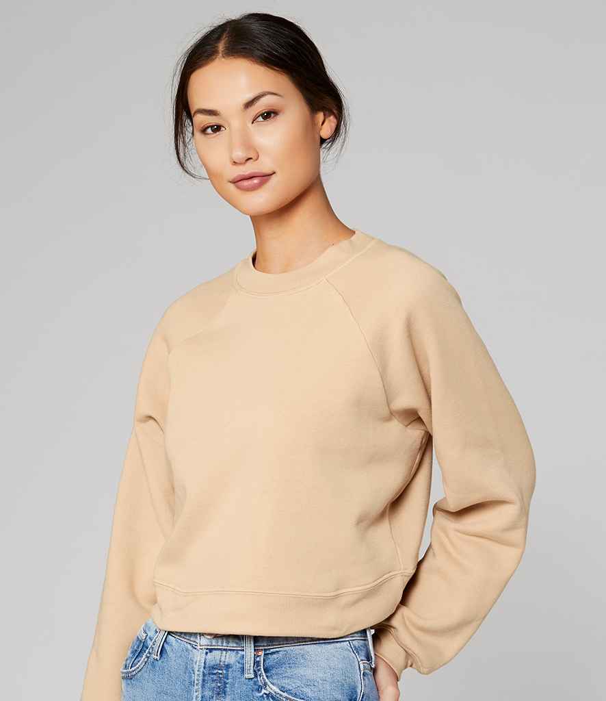 Bella Ladies Raglan Cropped Pullover Sweatshirt in Heather Sand Dune by Bella+Canvas — Custom branded clothing by Print Press, featuring premium embroidery produced in our specialist print lab in the UK.