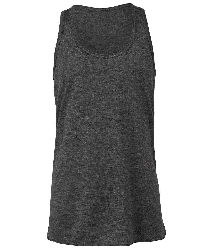 Bella Youths Flowy Racer Back Tank Top in Dark Grey Heather by Bella+Canvas — Custom branded clothing by Print Press, featuring premium embroidery produced in our specialist print lab in the UK.