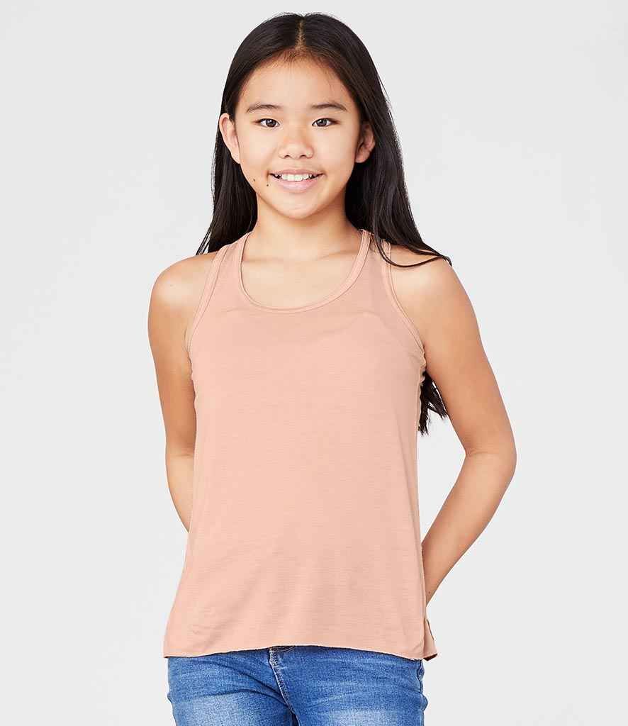 Bella Youths Flowy Racer Back Tank Top in Peach by Bella+Canvas — Custom branded clothing by Print Press, featuring premium embroidery produced in our specialist print lab in the UK.