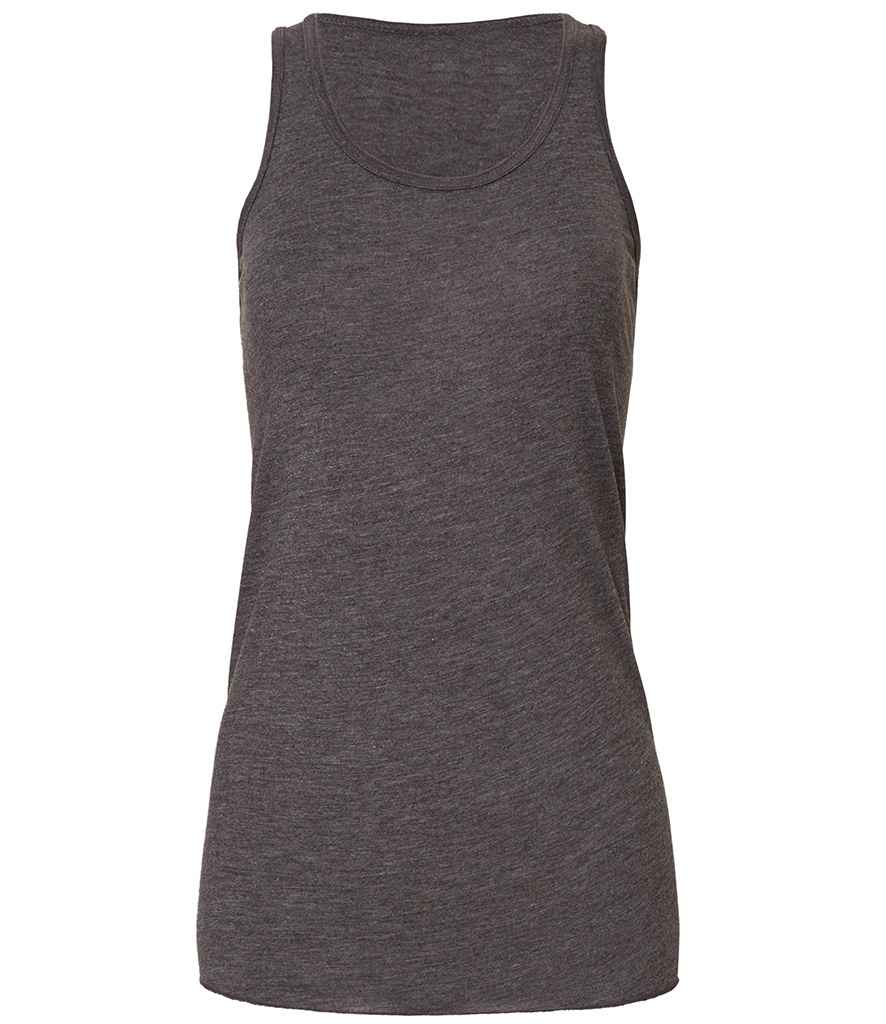 Bella Ladies Flowy Racer Back Tank Top in Dark Grey Heather by Bella+Canvas — Custom branded clothing by Print Press, featuring premium embroidery produced in our specialist print lab in the UK.