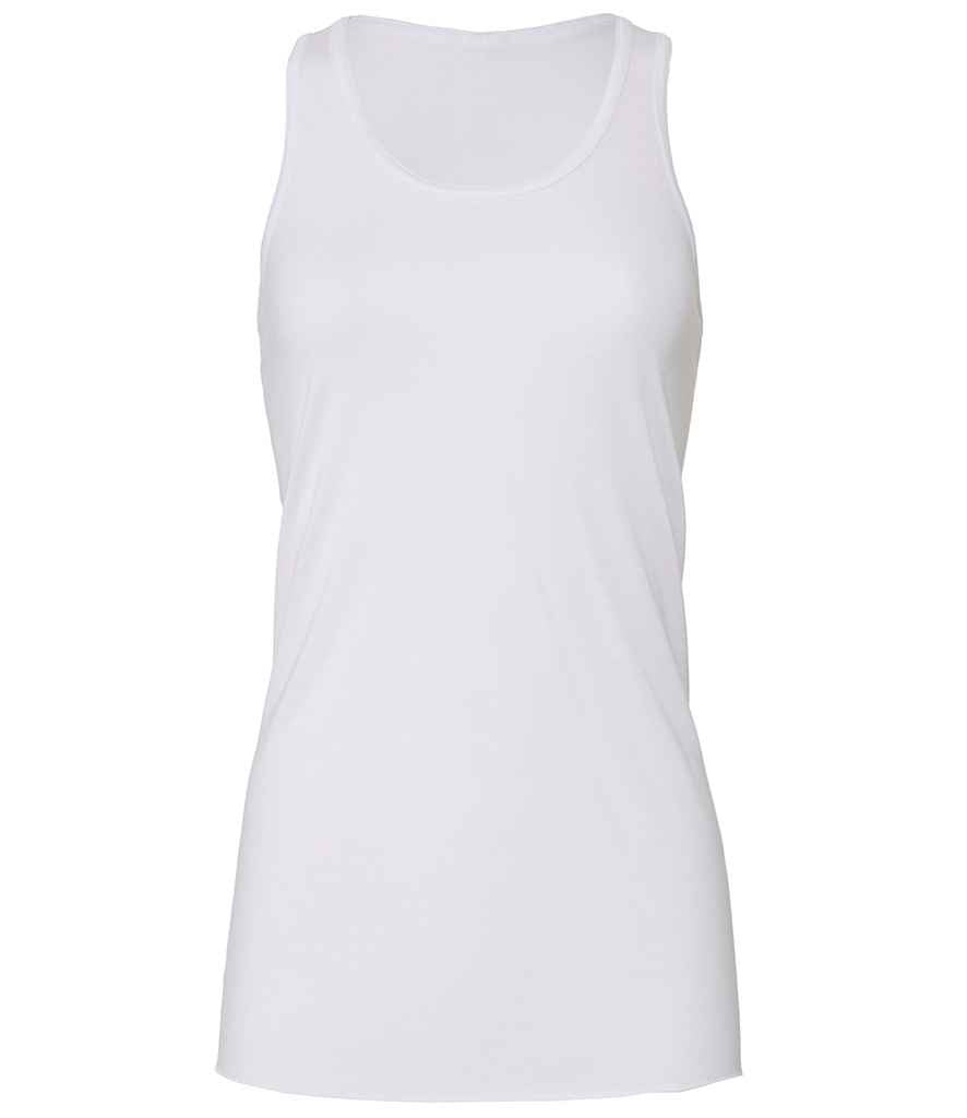 Bella Ladies Flowy Racer Back Tank Top in White by Bella+Canvas — Custom branded clothing by Print Press, featuring premium embroidery produced in our specialist print lab in the UK.