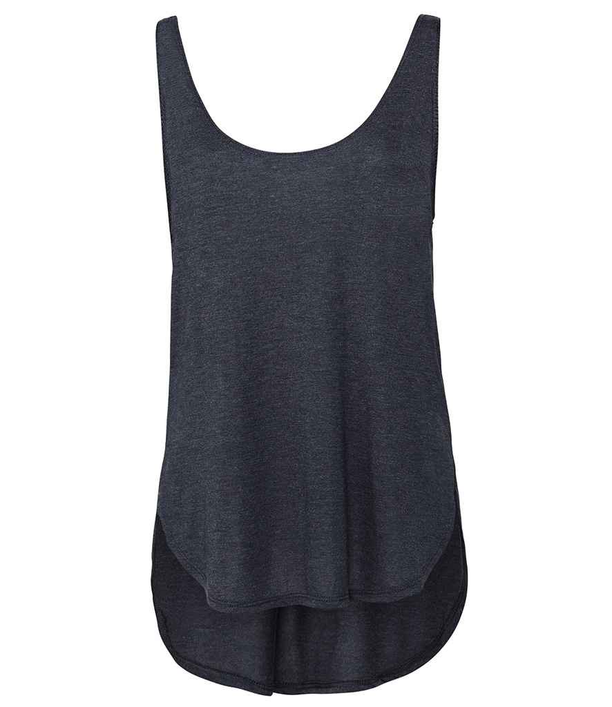 Bella Ladies Flowy Side Slit Tank Top in Heather Navy by Bella+Canvas — Custom branded clothing by Print Press, featuring premium embroidery produced in our specialist print lab in the UK.