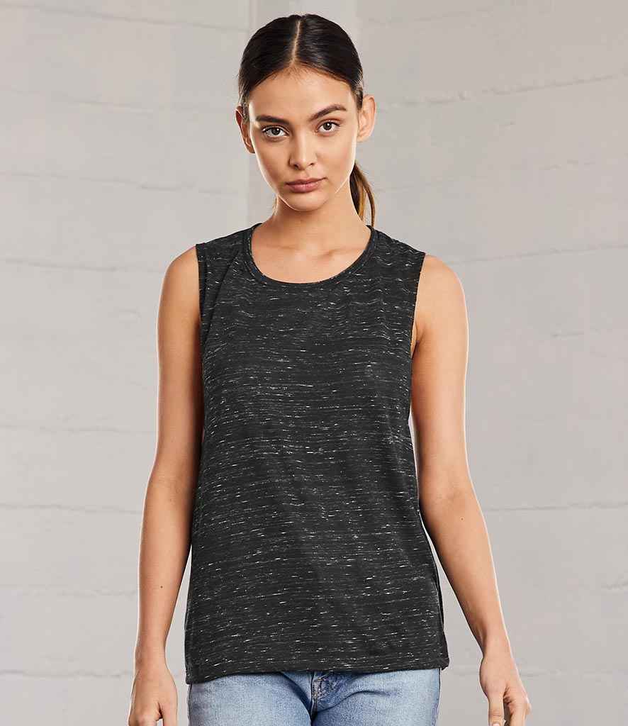 Bella Ladies Flowy Scoop Muscle Tank Top in Black Marble by Bella+Canvas — Custom branded clothing by Print Press, featuring premium embroidery produced in our specialist print lab in the UK.
