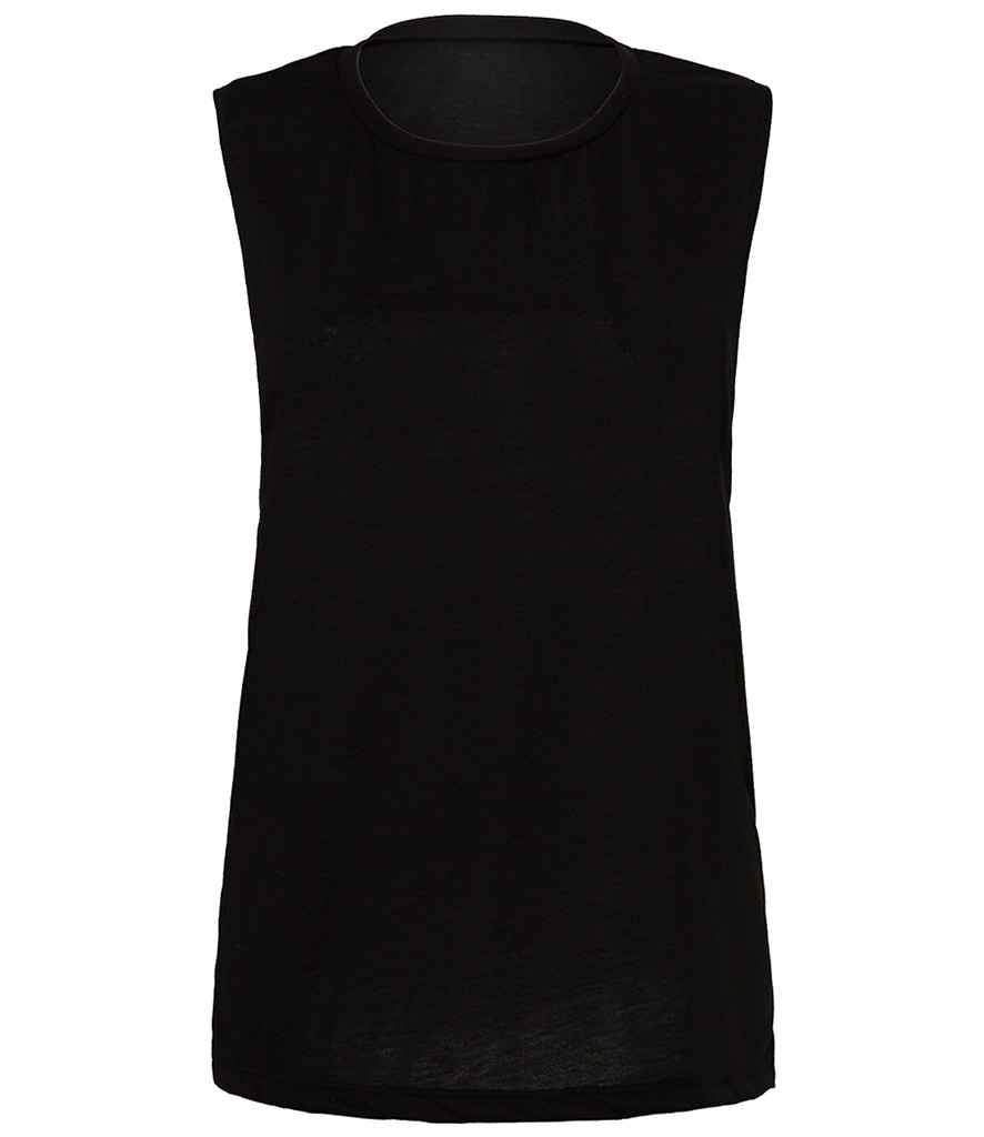 Bella Ladies Flowy Scoop Muscle Tank Top in Black by Bella+Canvas — Custom branded clothing by Print Press, featuring premium embroidery produced in our specialist print lab in the UK.