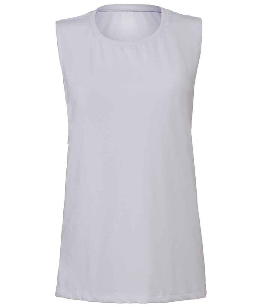 Bella Ladies Flowy Scoop Muscle Tank Top in White by Bella+Canvas — Custom branded clothing by Print Press, featuring premium embroidery produced in our specialist print lab in the UK.