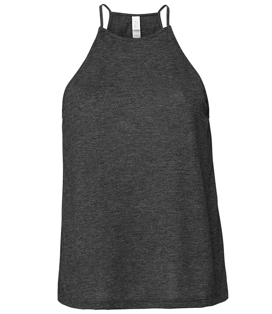 Bella Ladies Flowy High Neck Tank Top in Dark Grey Heather by Bella+Canvas — Custom branded clothing by Print Press, featuring premium embroidery produced in our specialist print lab in the UK.