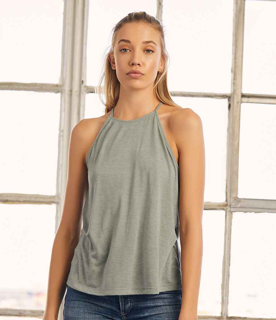 Bella Ladies Flowy High Neck Tank Top in Heather Stone by Bella+Canvas — Custom branded clothing by Print Press, featuring premium embroidery produced in our specialist print lab in the UK.