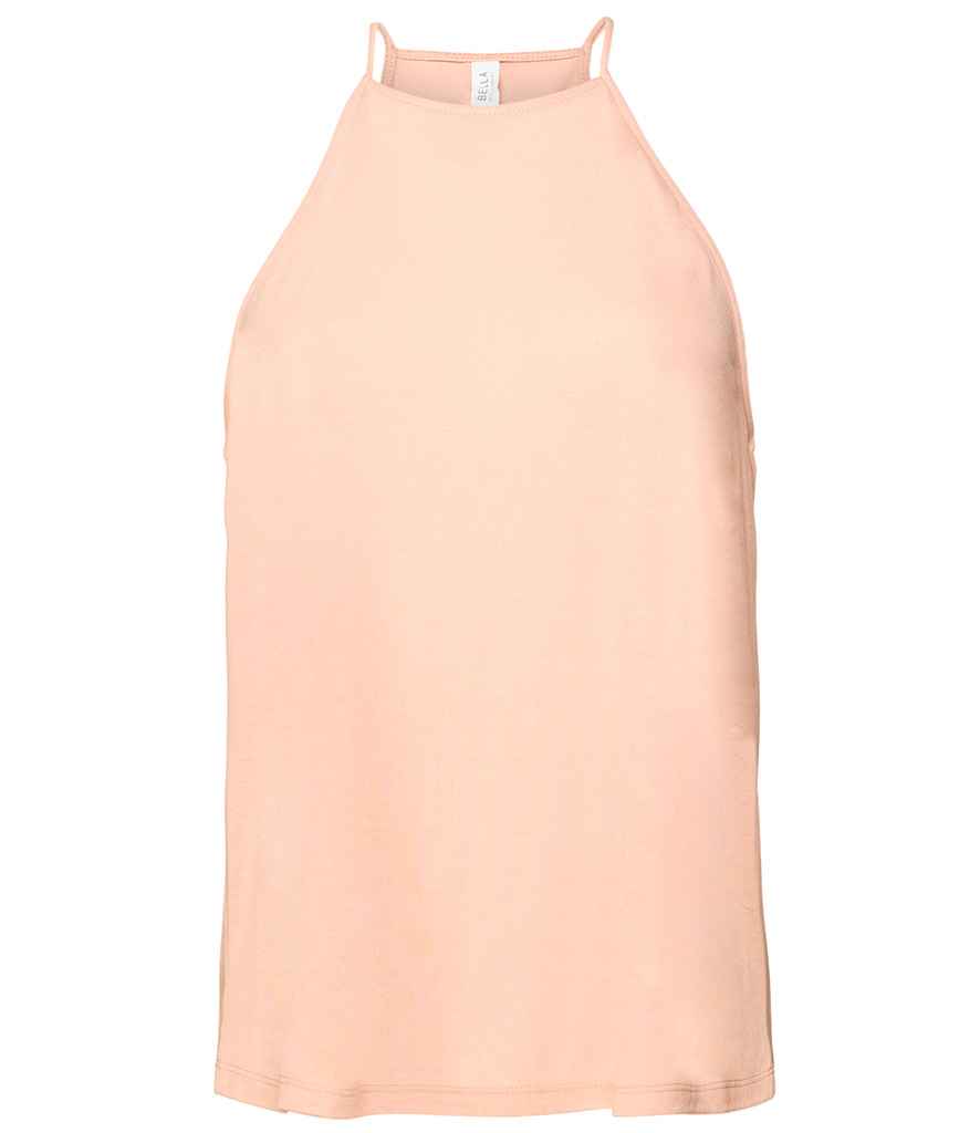 Bella Ladies Flowy High Neck Tank Top in Peach by Bella+Canvas — Custom branded clothing by Print Press, featuring premium embroidery produced in our specialist print lab in the UK.