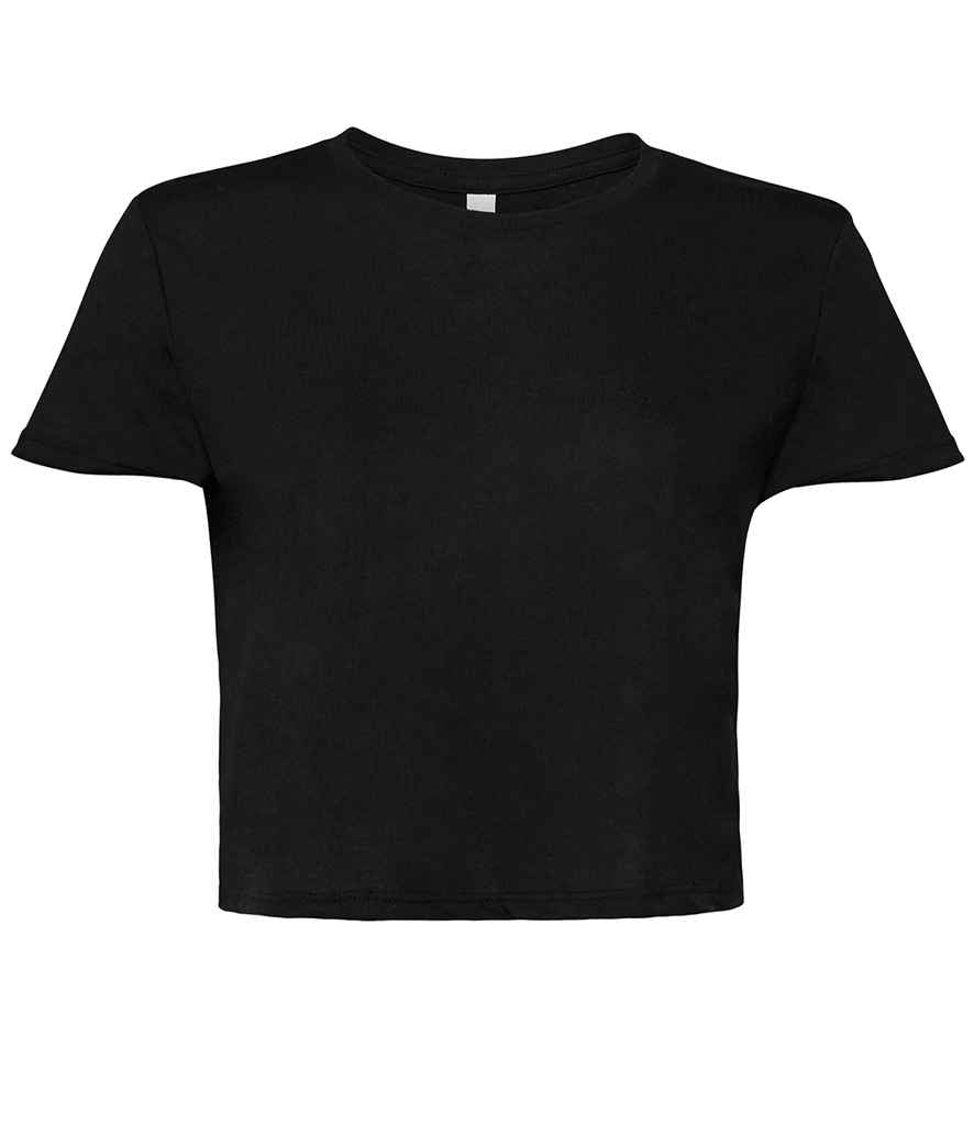 Bella Ladies Flowy Cropped T-Shirt in Black by Bella+Canvas — Custom branded clothing by Print Press, featuring premium embroidery produced in our specialist print lab in the UK.