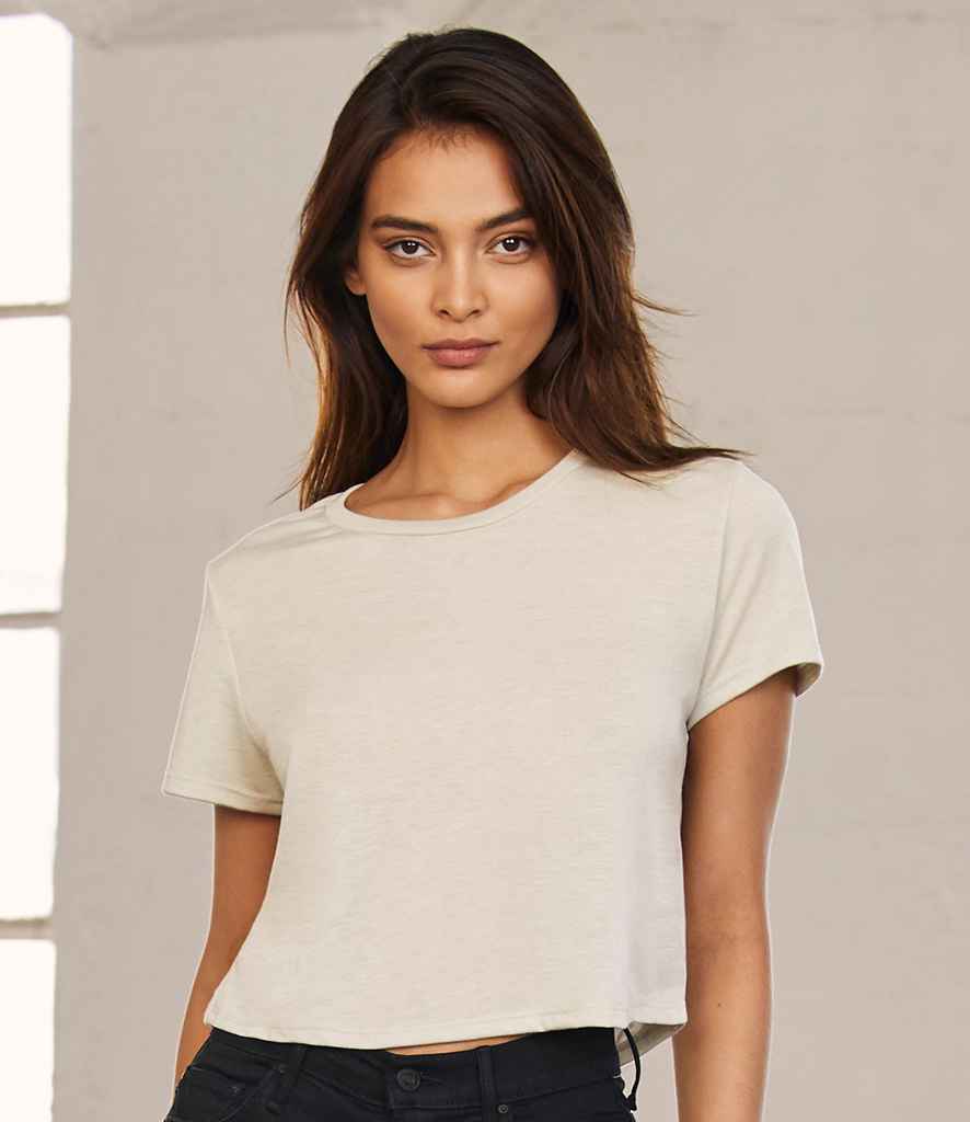 Bella Ladies Flowy Cropped T-Shirt in Heather Dust by Bella+Canvas — Custom branded clothing by Print Press, featuring premium embroidery produced in our specialist print lab in the UK.