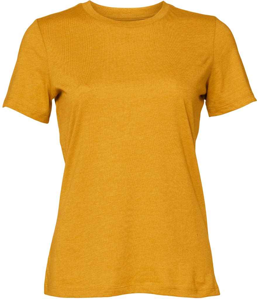 Bella Ladies Relaxed CVC T-Shirt in Heather Mustard by Bella+Canvas — Custom branded clothing by Print Press, featuring premium embroidery produced in our specialist print lab in the UK.