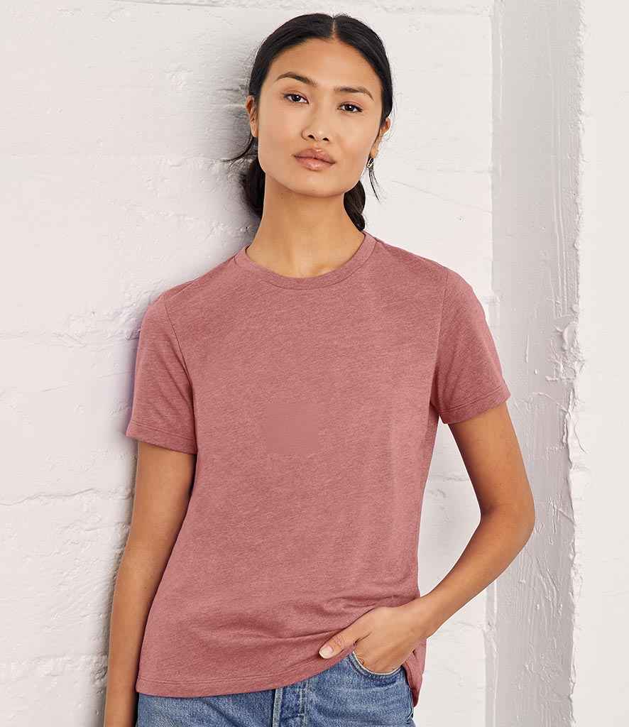 Bella Ladies Relaxed CVC T-Shirt in Heather Pink Gravel by Bella+Canvas — Custom branded clothing by Print Press, featuring premium embroidery produced in our specialist print lab in the UK.