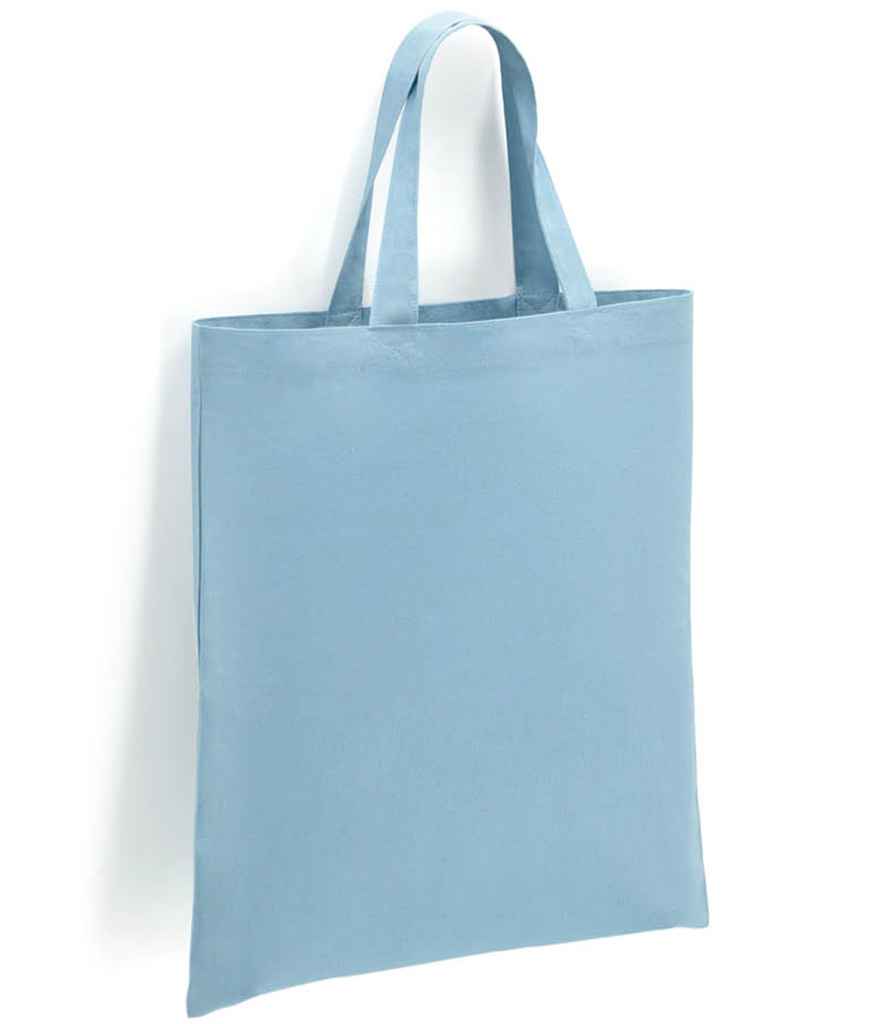 Brand Lab Cotton Short Handle Shopper in ONE Light Blue by Brand Lab — Custom branded clothing by Print Press, featuring premium embroidery produced in our specialist print lab in the UK.