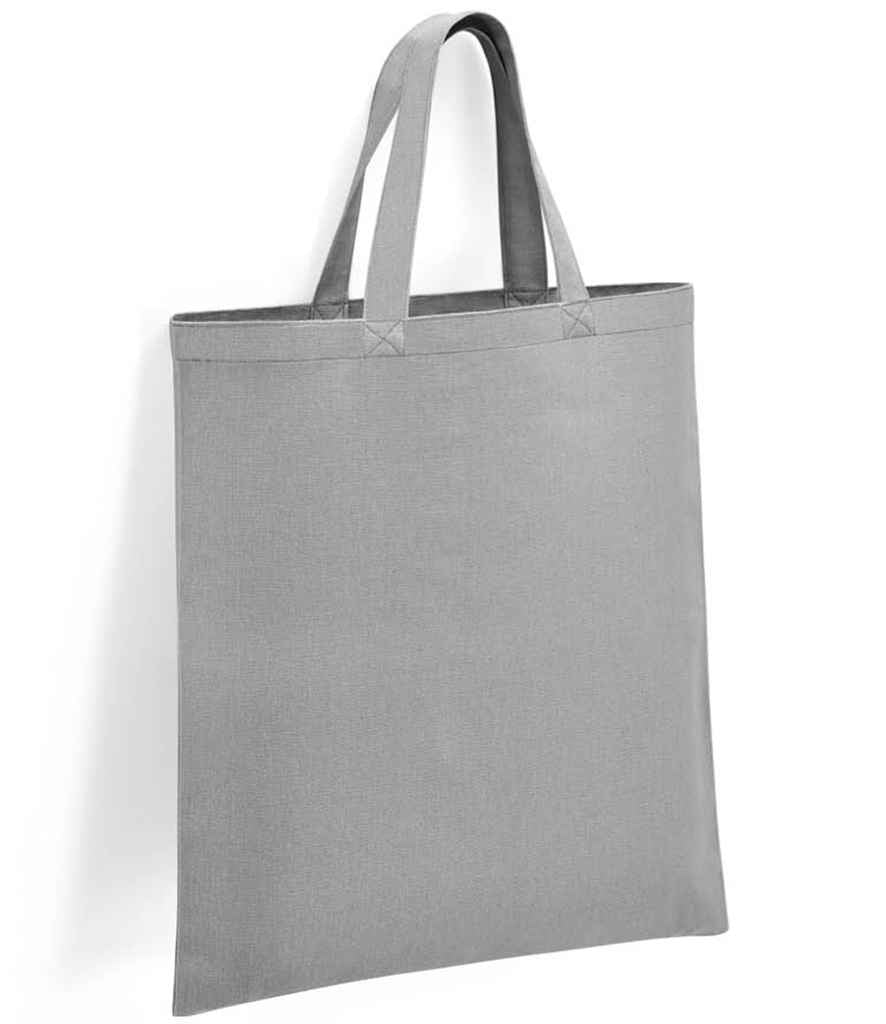Brand Lab Organic Cotton Short Handle Shopper in ONE Silver by Brand Lab — Custom branded clothing by Print Press, featuring premium embroidery produced in our specialist print lab in the UK.