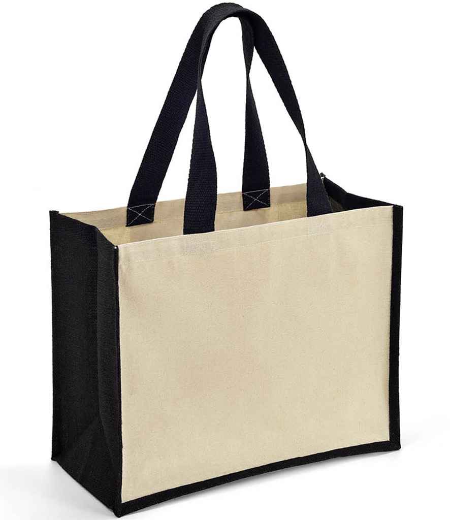 Brand Lab Jute and Canvas Shopper in ONE Natural Black by Brand Lab — Custom branded clothing by Print Press, featuring premium embroidery produced in our specialist print lab in the UK.