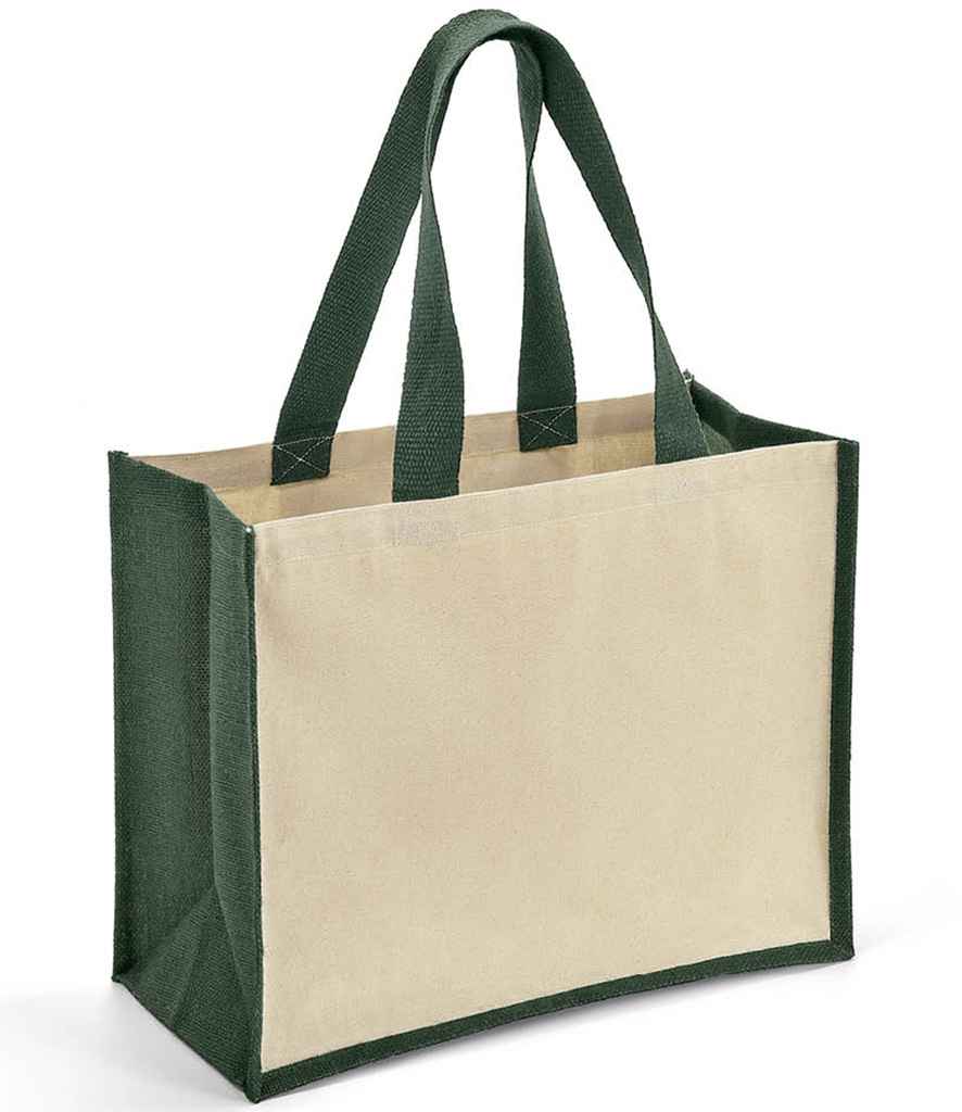 Brand Lab Jute and Canvas Shopper in ONE Natural Forest Green by Brand Lab — Custom branded clothing by Print Press, featuring premium embroidery produced in our specialist print lab in the UK.