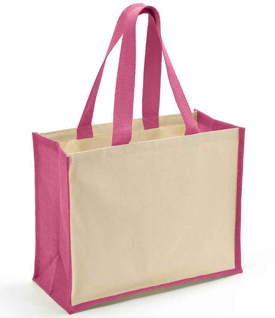 Brand Lab Jute and Canvas Shopper in ONE Natural Fuchsia by Brand Lab — Custom branded clothing by Print Press, featuring premium embroidery produced in our specialist print lab in the UK.