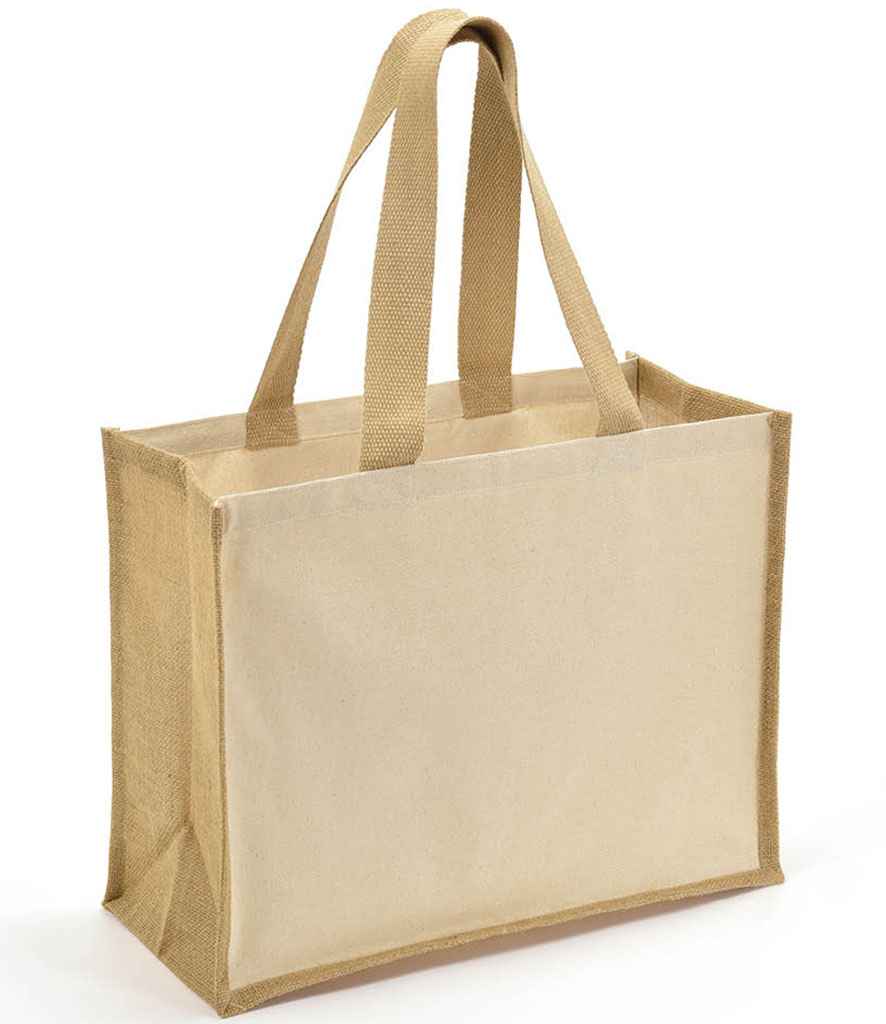 Brand Lab Jute and Canvas Shopper in ONE Natural Natural by Brand Lab — Custom branded clothing by Print Press, featuring premium embroidery produced in our specialist print lab in the UK.