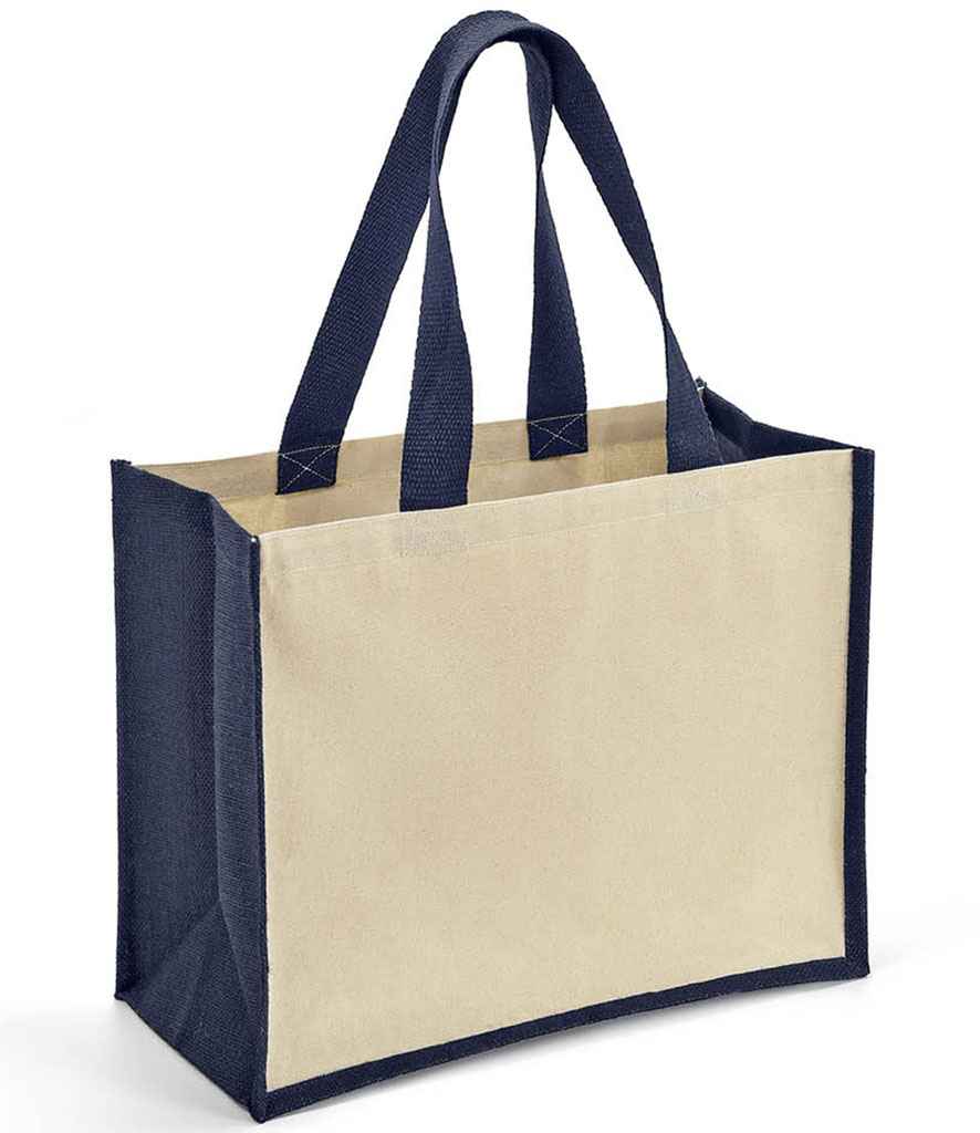 Brand Lab Jute and Canvas Shopper in ONE Natural Navy by Brand Lab — Custom branded clothing by Print Press, featuring premium embroidery produced in our specialist print lab in the UK.