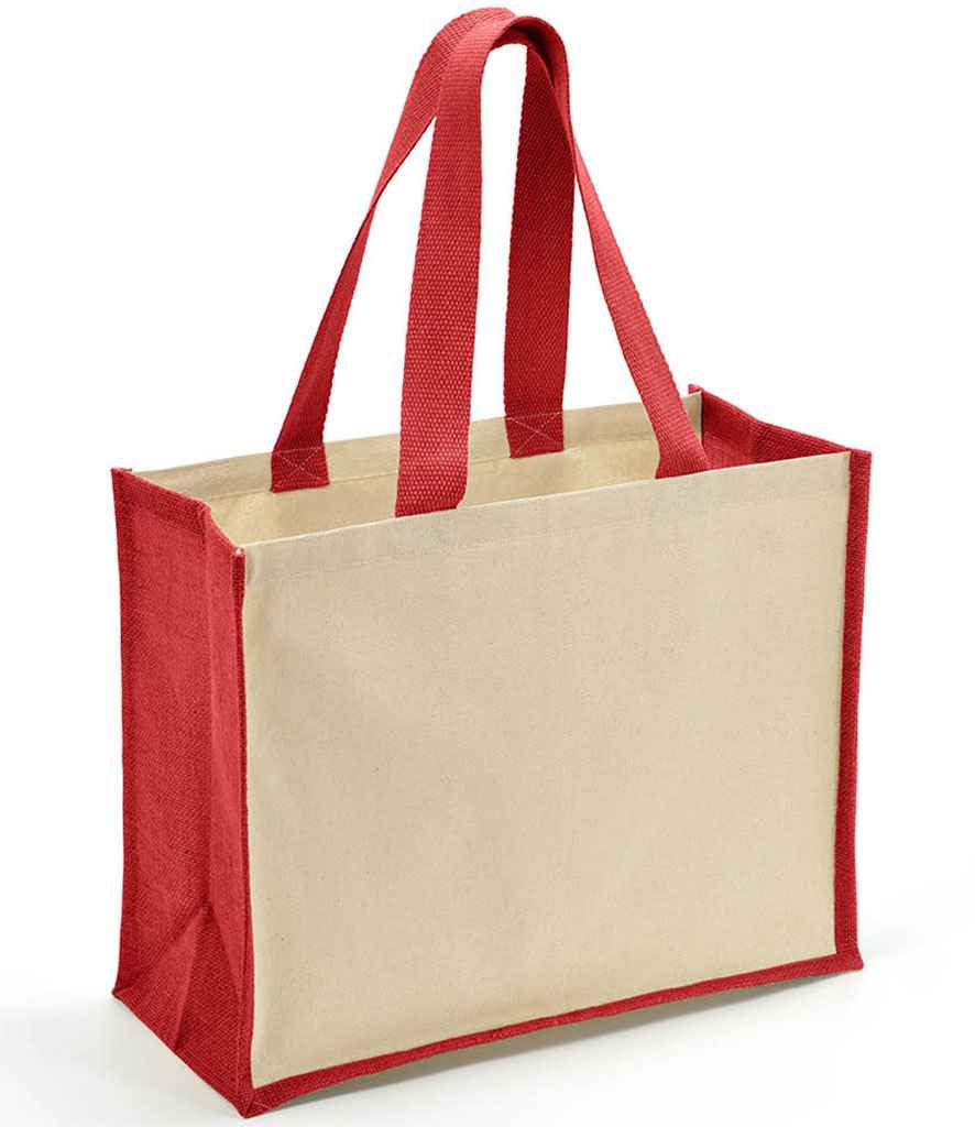 Brand Lab Jute and Canvas Shopper in ONE Natural Red by Brand Lab — Custom branded clothing by Print Press, featuring premium embroidery produced in our specialist print lab in the UK.