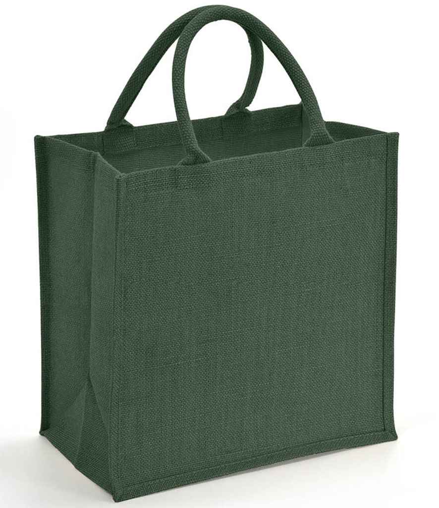 Brand Lab Natural Jute Tote Bag in ONE Forest Green by Brand Lab — Custom branded clothing by Print Press, featuring premium embroidery produced in our specialist print lab in the UK.